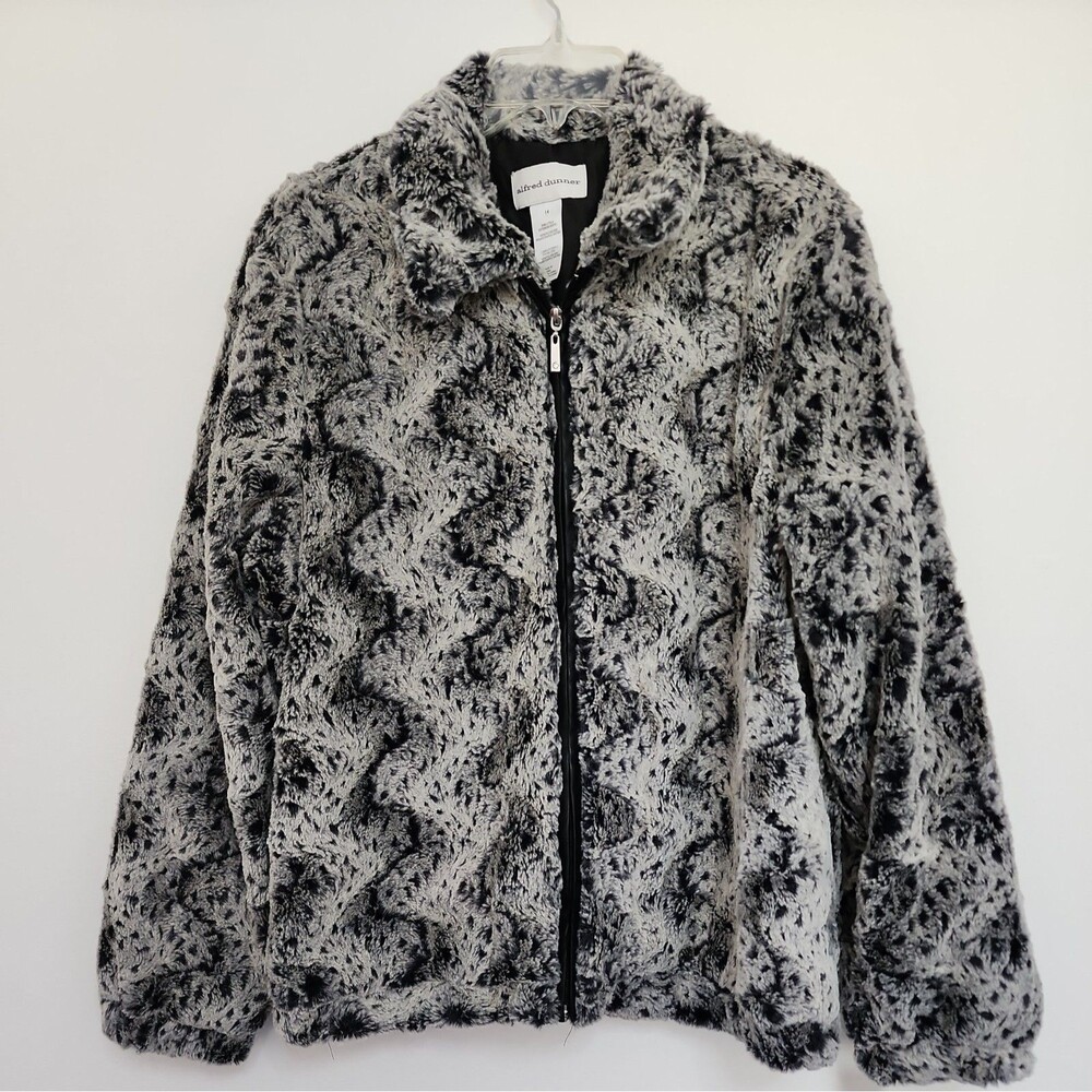 Alfred Dunner Women Sz. 14 Teddy Bear Plush Faux Fur Jacket Full Zip NWT